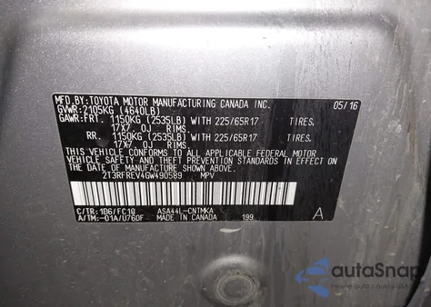 2016 Toyota Rav4 Xle from USA, damaged, VIN 2T3RFREV4GW490589